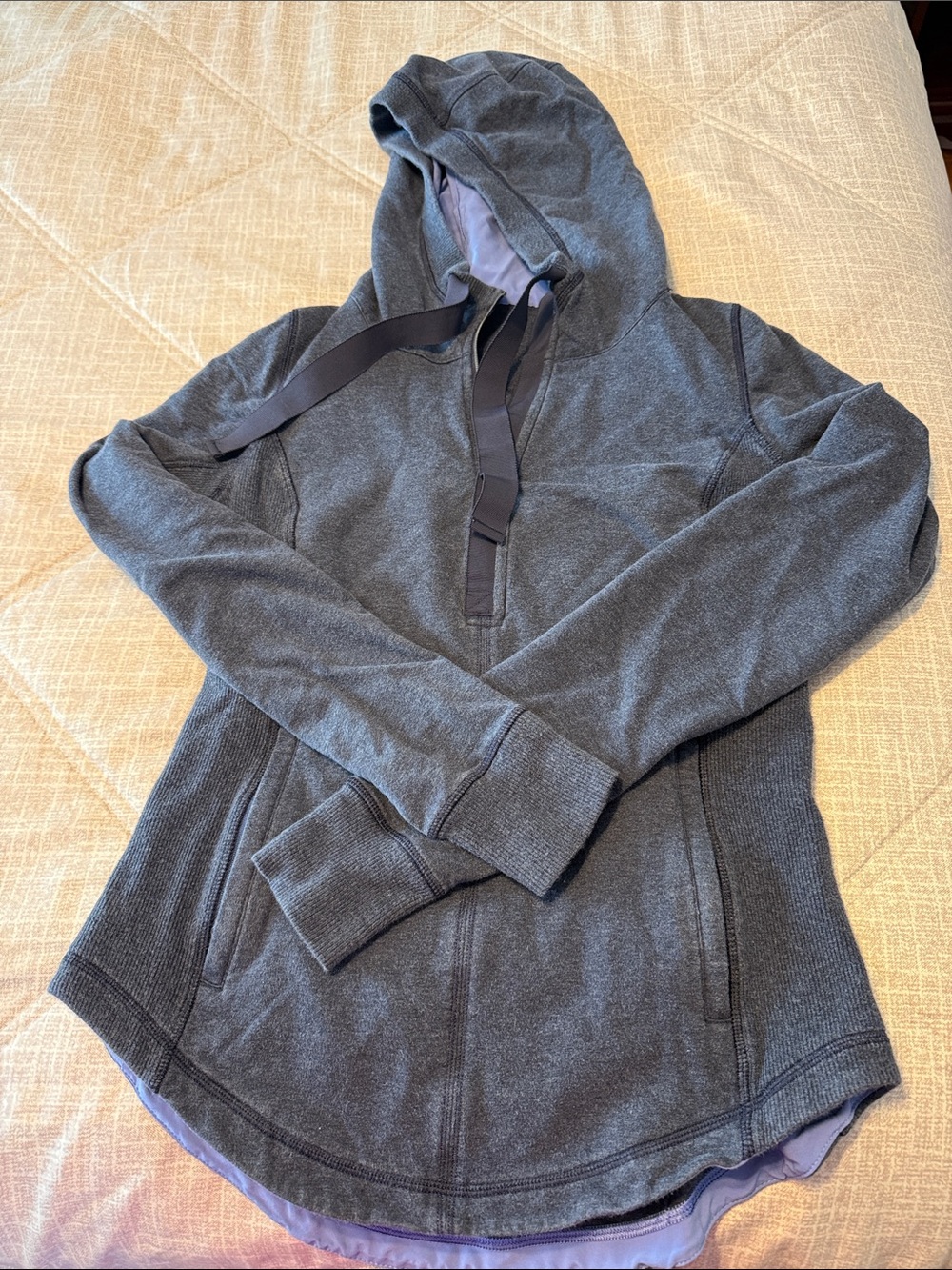Lululemon Post Sweat Pullover Hoodie 1/2 Zip Sweatshirt Cadet Blue LS Top Sz 6